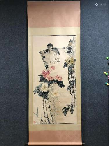 A Chinese Ink Painting Hanging Scroll By Pan Tianshou