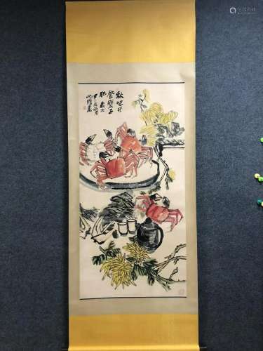 A Chinese Ink Painting Hanging Scroll By Zhu Jizhan
