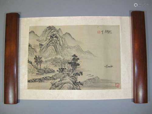 SIGNED LEI DAN.A QING DYNASTY INK AND COLOR ON PAPER