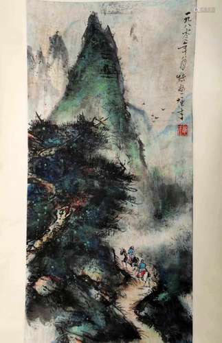 SIGNED LI XIONGCAI (1910-2001). A INK AND COLOR ON