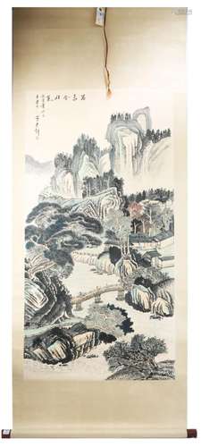 SIGNED HUANG JUNBI (1898-1991).A INK AND COLOR ON PAPER