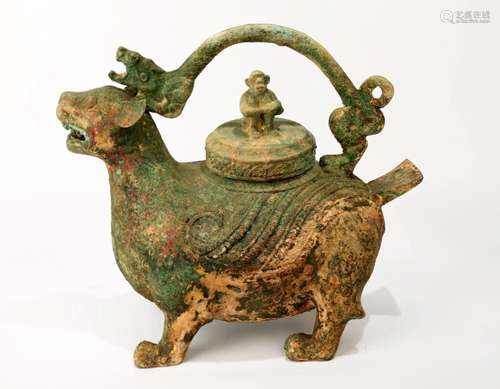 A LARGE BRONZE LIFTING HANDLE POT.WARRING STATES PERIOD