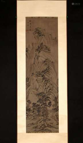 SIGNED WANG MENG(1308-1385).A INK AND COLOR ON SILK