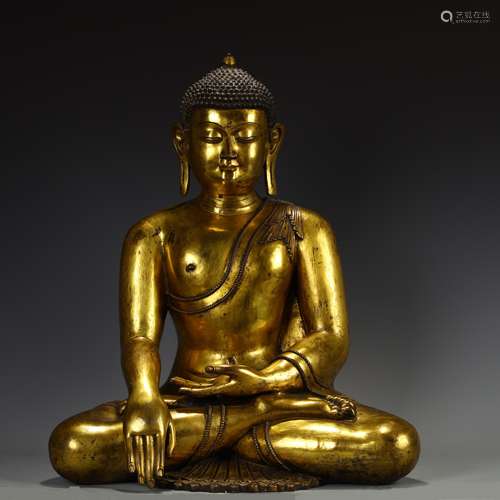 Bronze gilt Buddha statue Qing dynasty