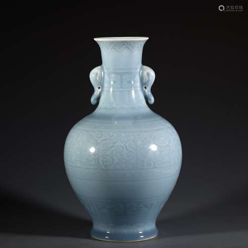 Sky blue glazed elephant amphora