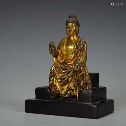 Ancient bronze gilt Buddha statue