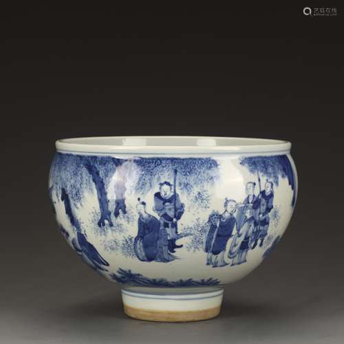 Blue and white figure bowl