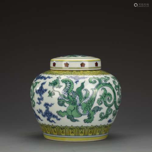 Bucket color dragon pattern lid jar