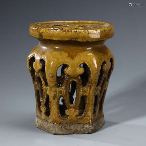 Ancient yellow glazed pottery block