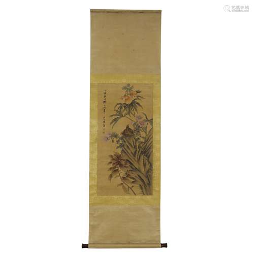 Silk Humei Flower and Bird