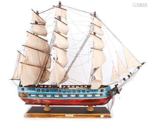 A WOODEN SHIP MODEL USS CONSTITUTION, FULLY