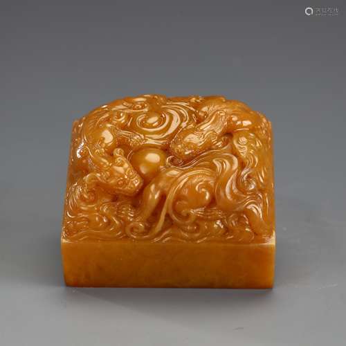 Seal of Larderite Shoushan stone in Qing Dynasty