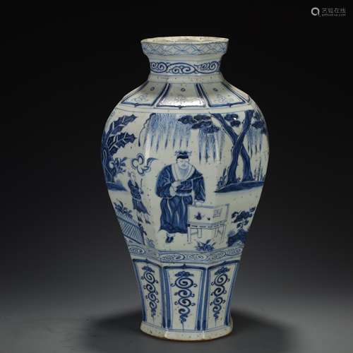 Ancient blue and white figure vase