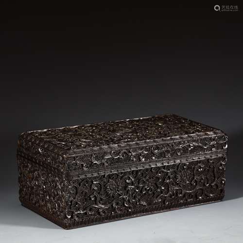 Qing Dynasty red sandalwood carving study box