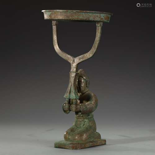 Ancient bronze figure lamp