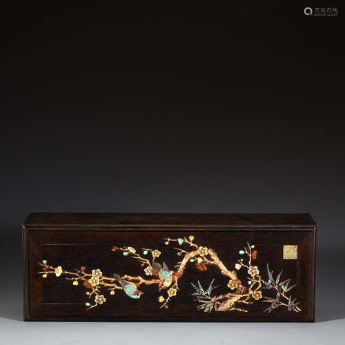 Red sandalwood study box of Qing Dynasty