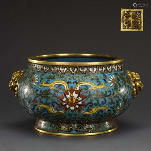 Cloisonne binaural stove in Qing Dynasty