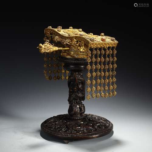 Ancient gilt gold and silver hat crown