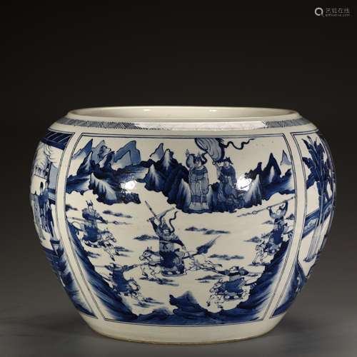 Blue and white figure jar