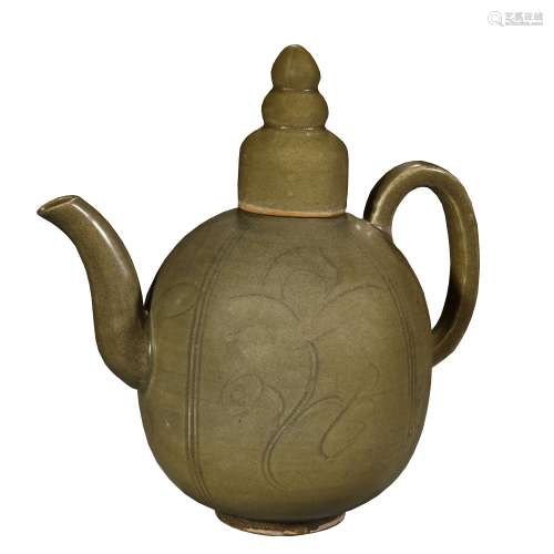 Ancient celadon carved pot