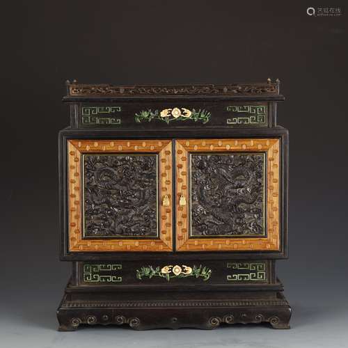 Ancient rosewood inlaid boxwood box