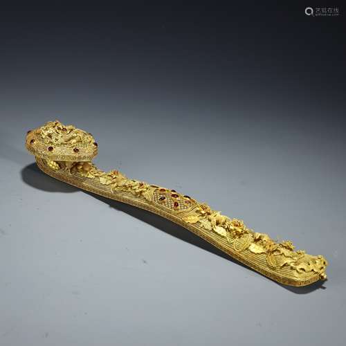 Ancient gold wrapped jade Ruyi