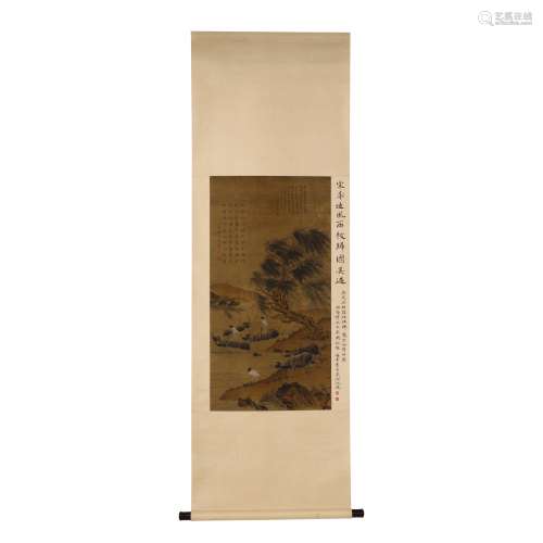 Silk version of Li Di wind and rain pastoral map