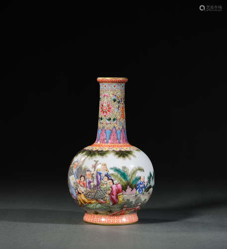 A Famille Rose Character Story Porcelain Vase