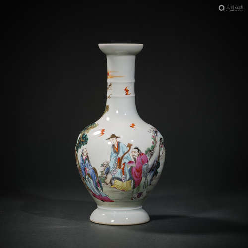 A Famille Rose Character Story Porcelain Vase