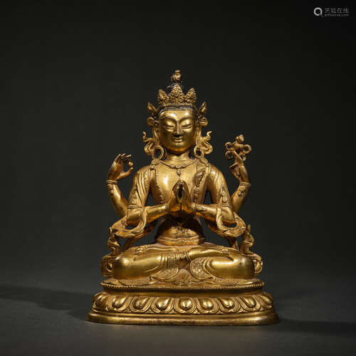 A Gilt Bronze Buddha Figure Statue