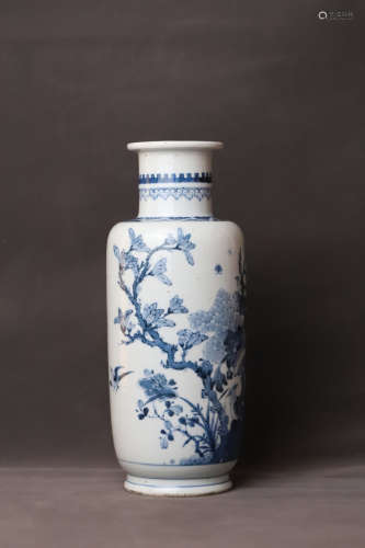 A Blue and White Bird with Tree Porcelain Vase