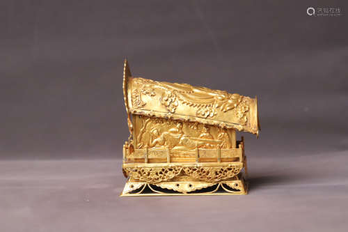 A Gilt Bronze Buddha Pattern Box