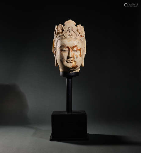 A Stone Buddha Head Figure Statue