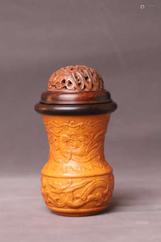 A Bamboo carving Cricket Pot