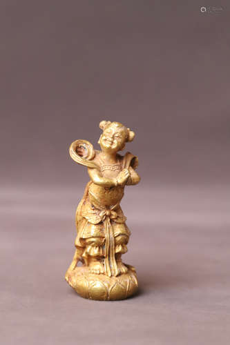 A Gilt Bronze Child Figure Statue