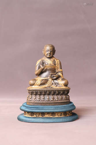 A Gilt Bronze Guru Figure Statue