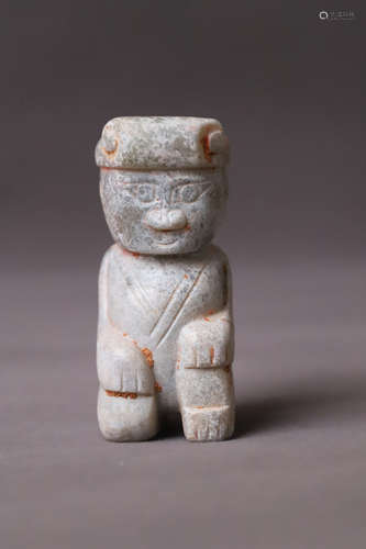 A Jade Kneeling Man Figure Ornament