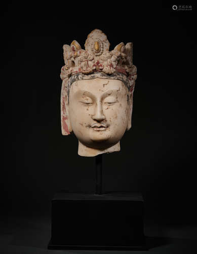 A Stone Buddha Head Figure Statue