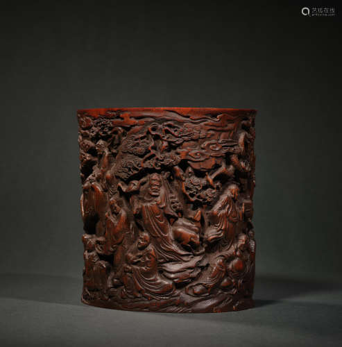 A Carved Character Story Brush Pot