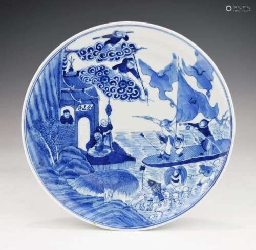 A 19TH CENTURY CHINESE BLUE AND WHITE PLATE