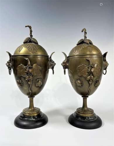 A PAIR OF 19TH/20TH CENTURY FRENCH CLODIAN STYLE BRONZE