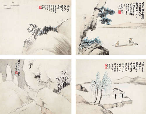 林纾（1852～1924） 四季山水 镜片 设色纸本