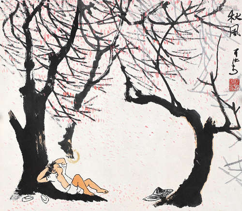 李可染（1907～1989） 秋风 镜片 设色纸本