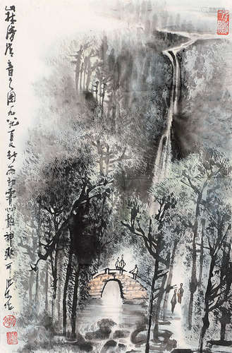 李可染（1907～1989） 山林清音 未裱 设色纸本