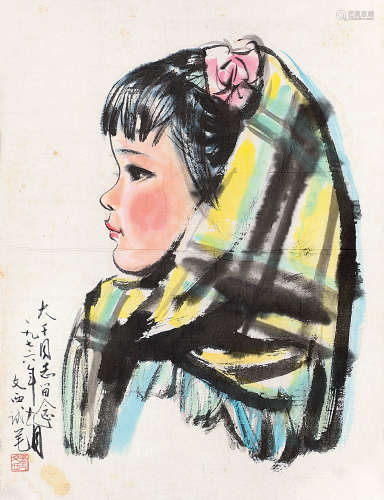 刘文西（1933～2019） 陕北小姑娘 未裱 设色纸本