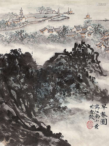 宋文治（1919～1999） 早春图 未裱 设色纸本