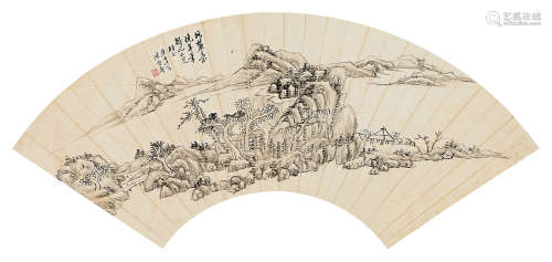 陈曾寿（1878～1949） 1930年作 水墨山水 扇片 水墨纸本