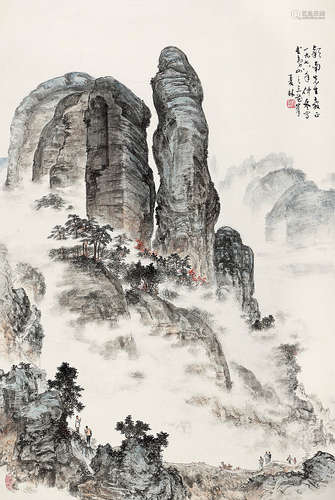 杨夏林（1919～2004） 武夷山三花峰 立轴 设色纸本