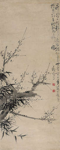 童珏（1721～1782） 梅花 立轴 设色纸本