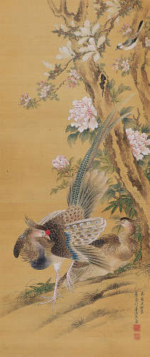 沈铨（1682～1760） 鸾凤呈祥 立轴 设色绢本